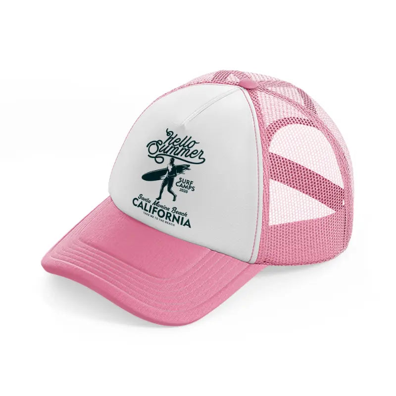 hello summer surf camps 2020-pink-and-white-trucker-hat
