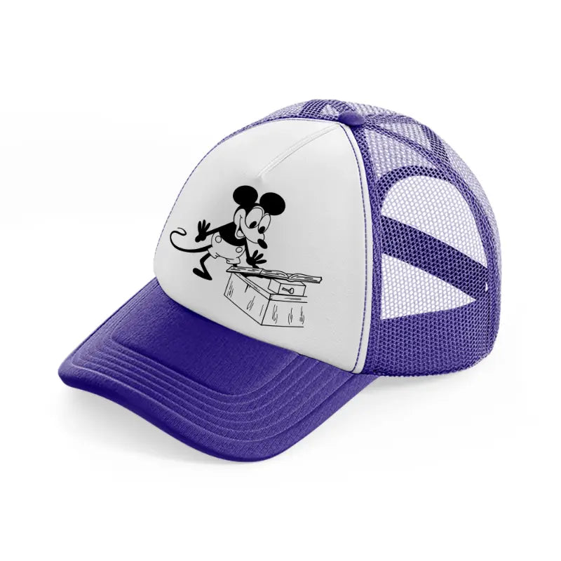 mickey reading-purple-trucker-hat