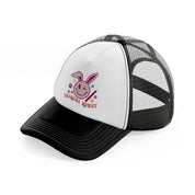 teacher bunny black and white trucker hat