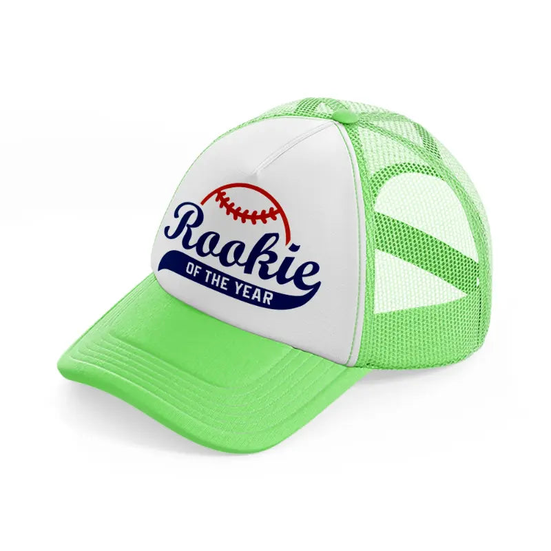 rookie of the year lime green trucker hat