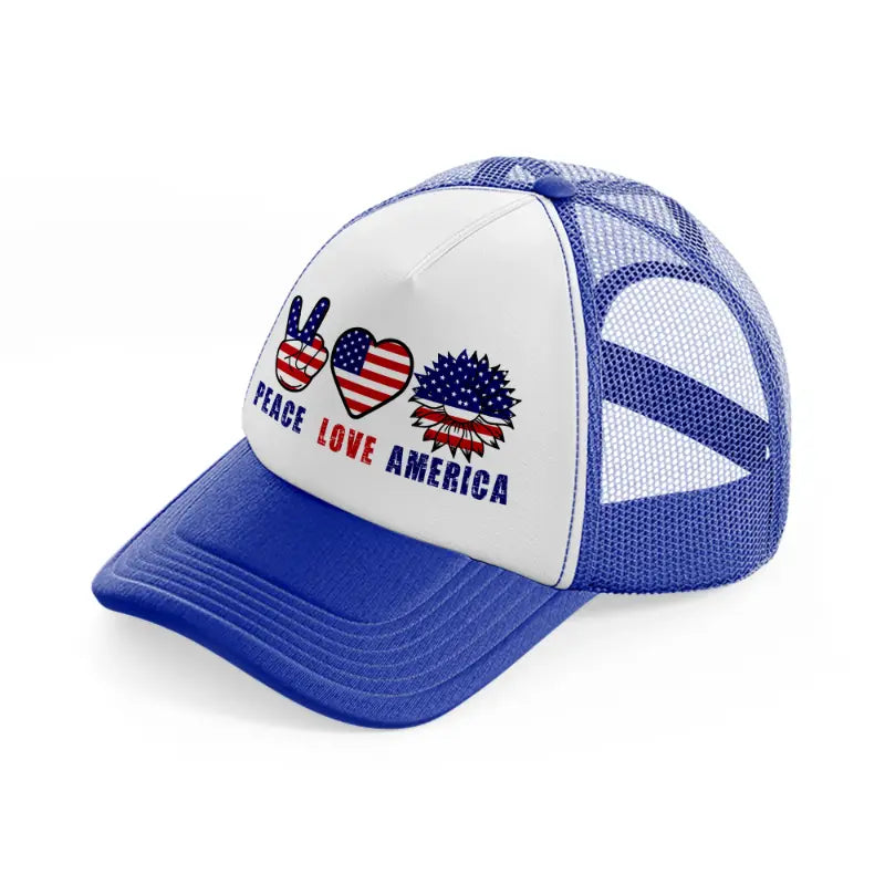 peace love america-010-blue-and-white-trucker-hat