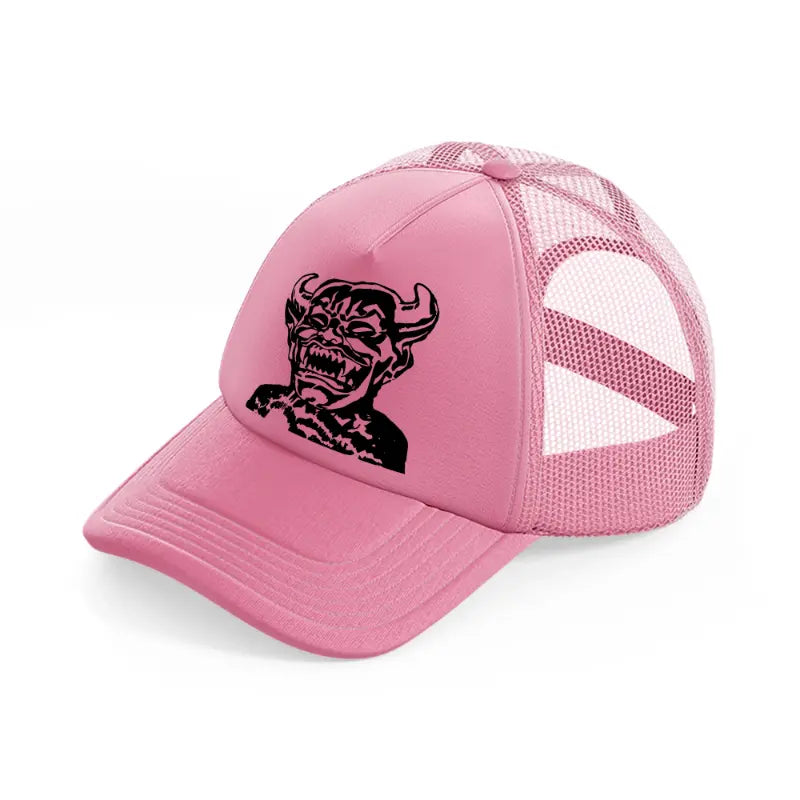 laughing devil pink trucker hat