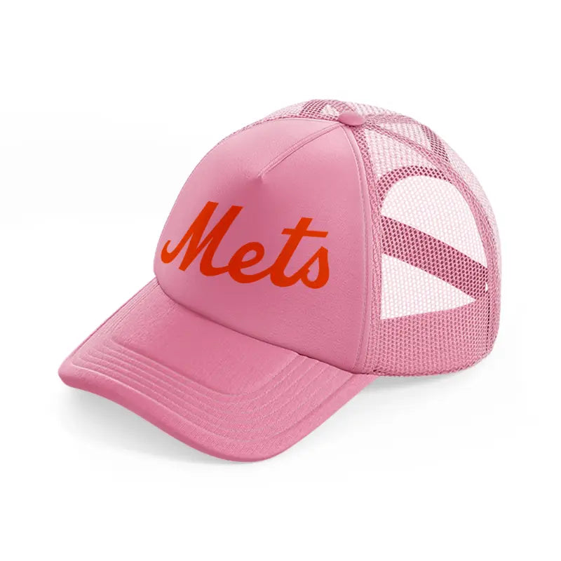 new york mets orange emblem-pink-trucker-hat
