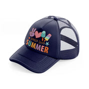 peace love summer-navy-blue-trucker-hat