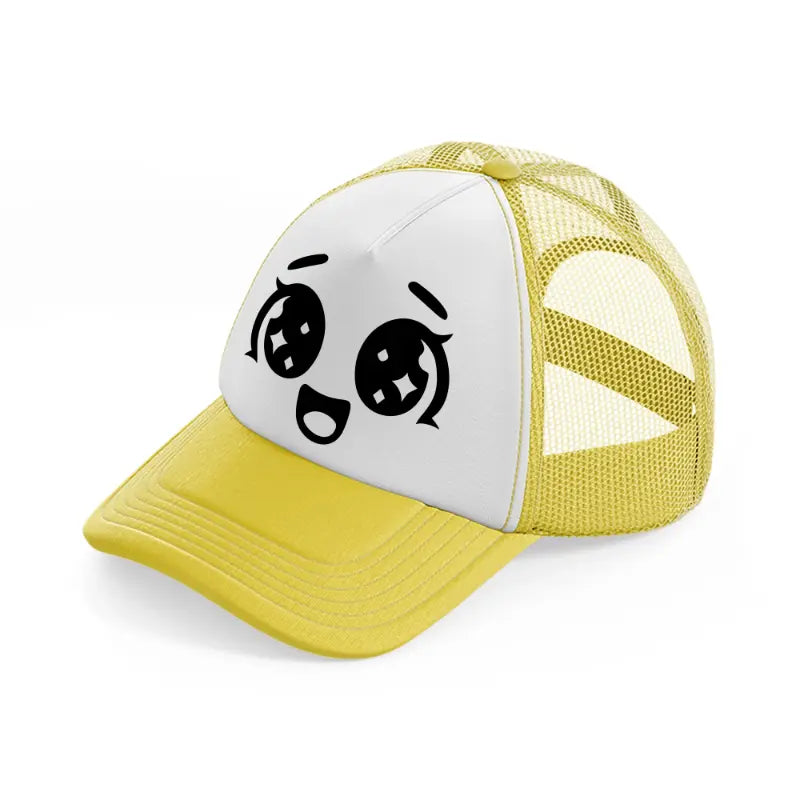 happy delight face yellow trucker hat