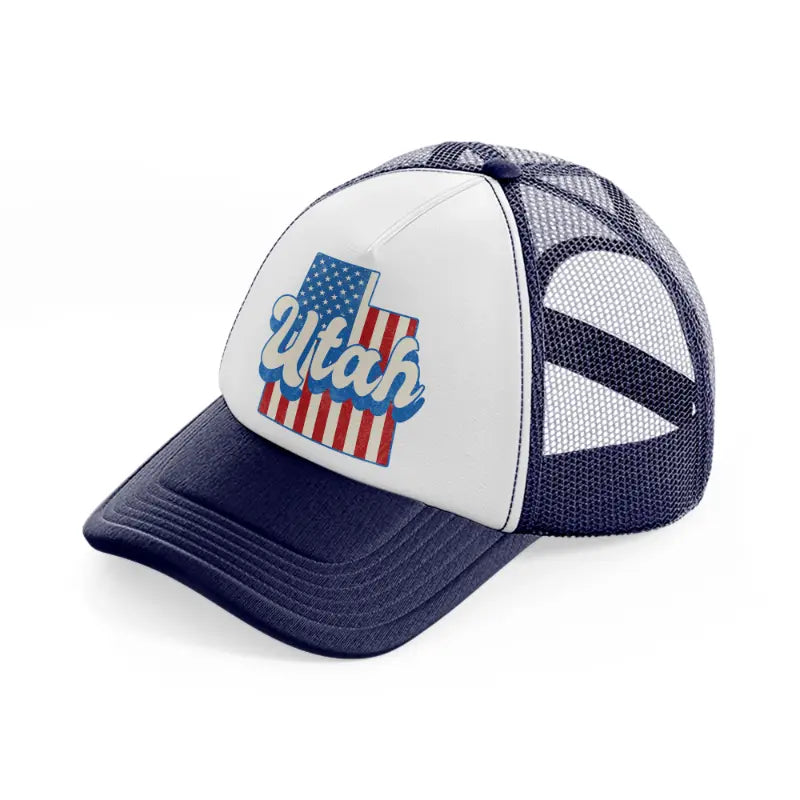 utah flag-navy-blue-and-white-trucker-hat