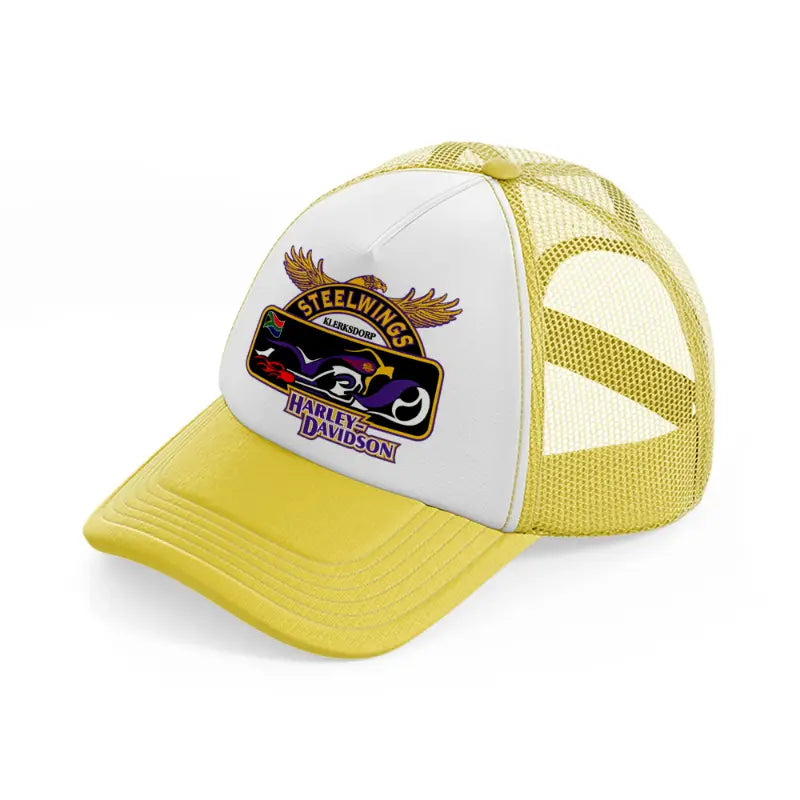 steel wings harley-davidson-yellow-trucker-hat