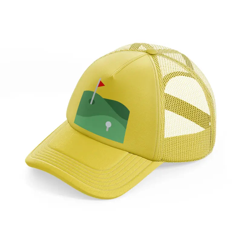 golf course flag gold trucker hat