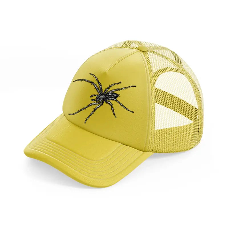 black & white spider gold trucker hat