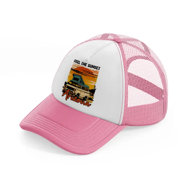 feel the sunset arizona-pink-and-white-trucker-hat