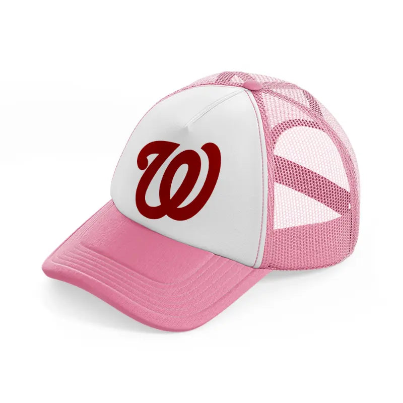 washington nationals emblem pink and white trucker hat