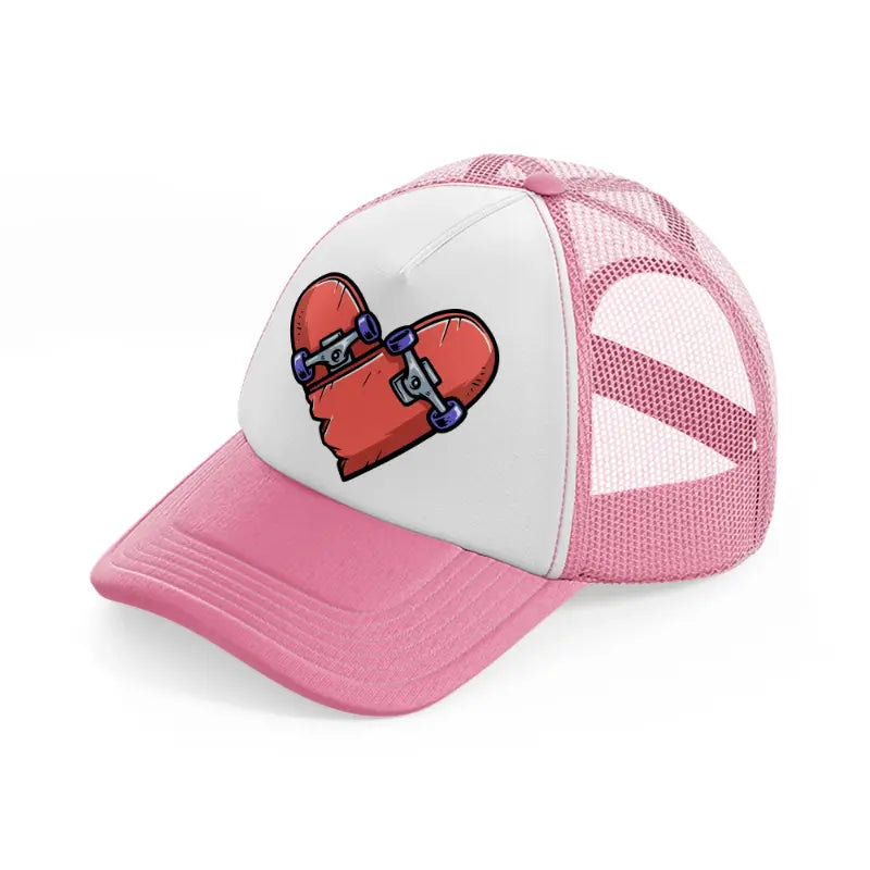 love skateboard-pink-and-white-trucker-hat