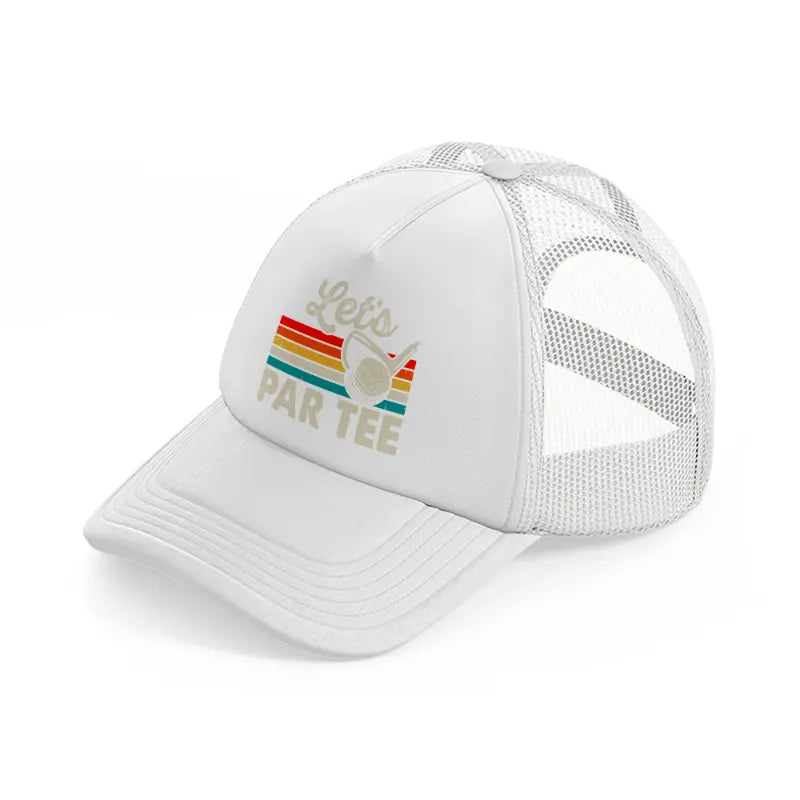 let's par tee retro-white-trucker-hat