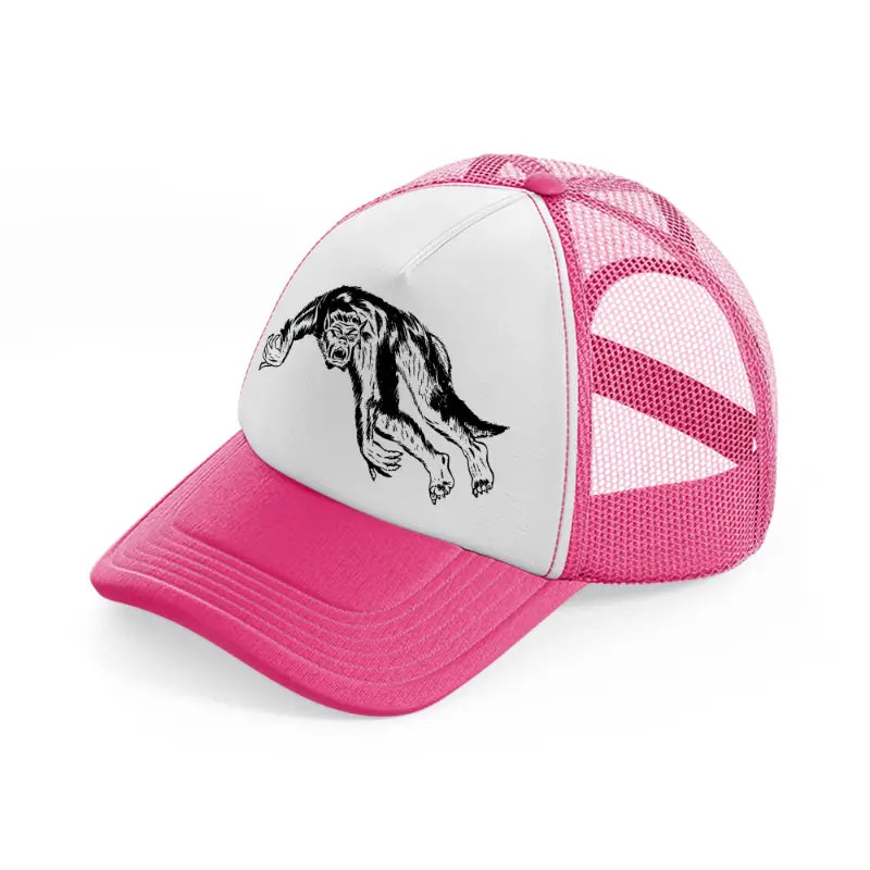 warewolf neon pink trucker hat