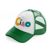 cute ciao green and white trucker hat