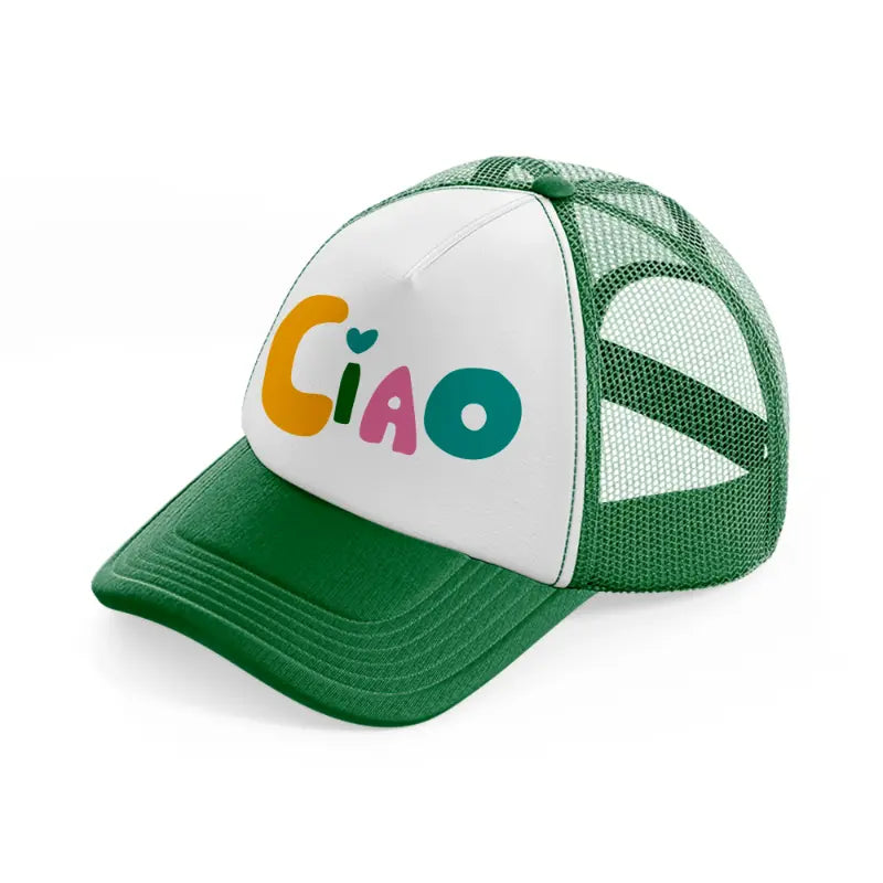 cute ciao-green-and-white-trucker-hat