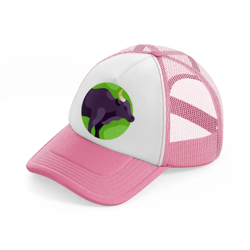 chinese zodiac (5) pink and white trucker hat