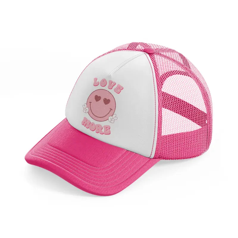 love more neon pink trucker hat