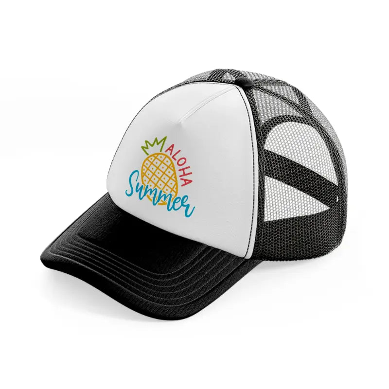 aloha summer-black-and-white-trucker-hat