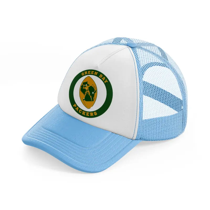 green bay packers badge-sky-blue-trucker-hat