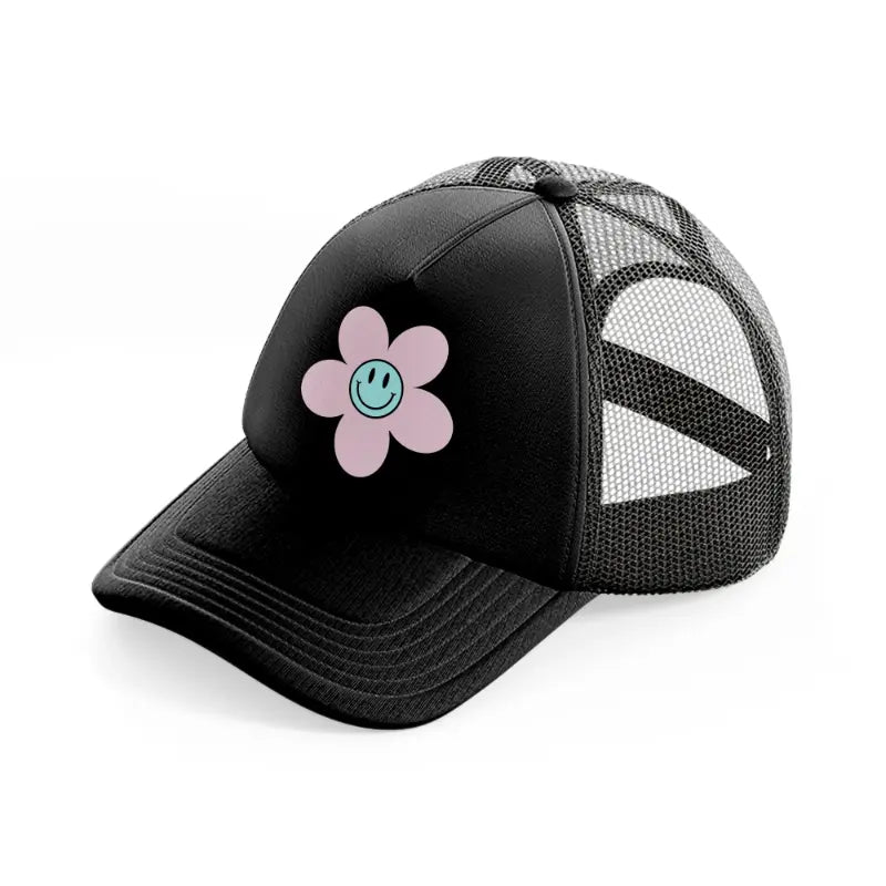 flower smiley-black-trucker-hat