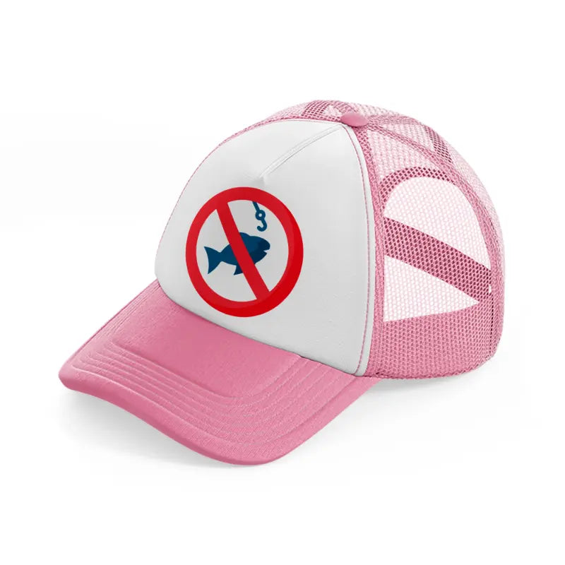 no fishing-pink-and-white-trucker-hat