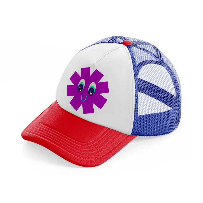 purple smiley flower-multicolor-trucker-hat