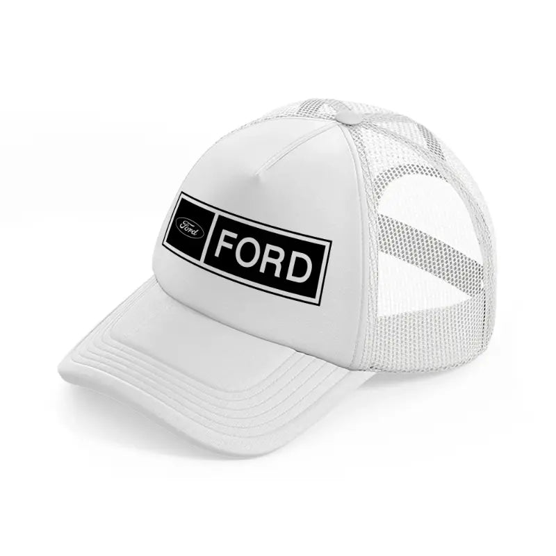 ford b&w-white-trucker-hat