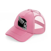 dark skull helmet with wing art-pink-trucker-hat