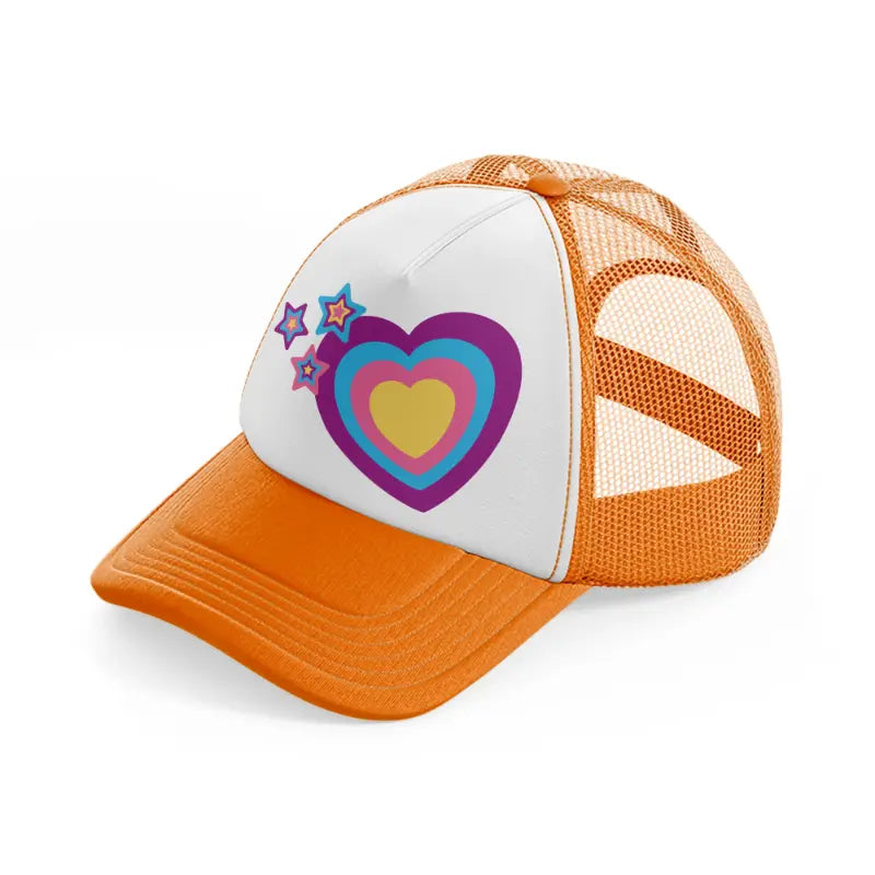 hearts logo colors-orange-trucker-hat