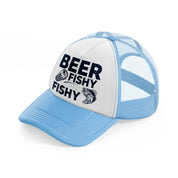 beer fishy fishy sky blue trucker hat