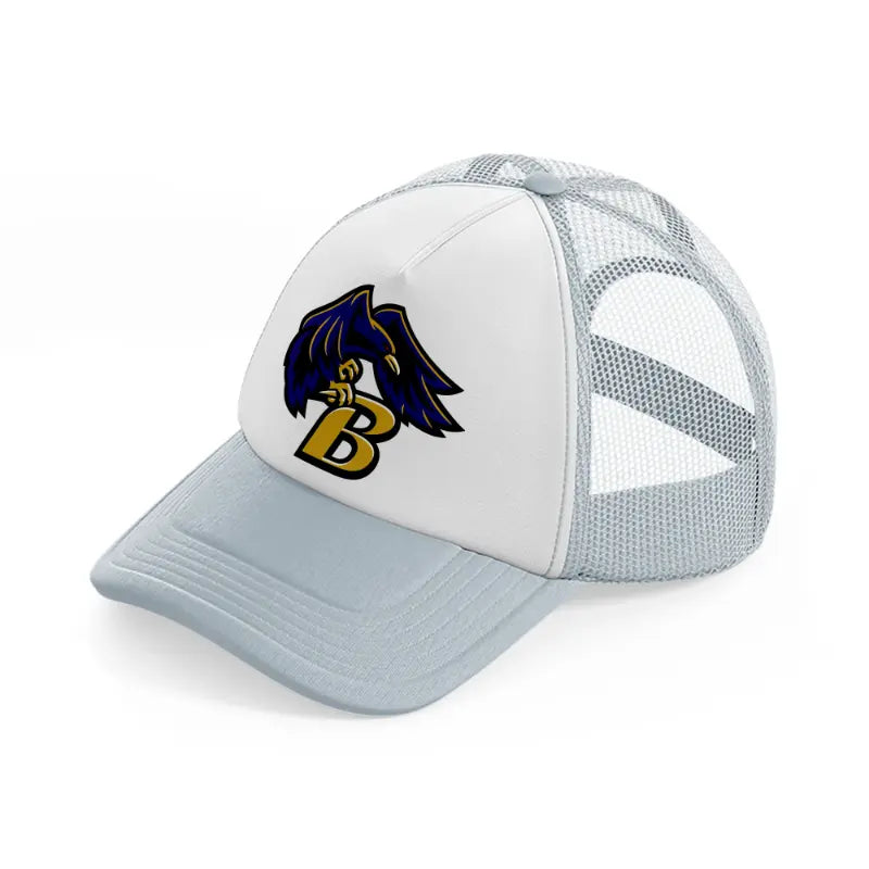 b emblem-grey-trucker-hat