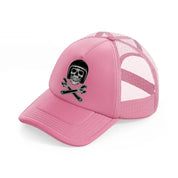 dark skull with helmet art-pink-trucker-hat