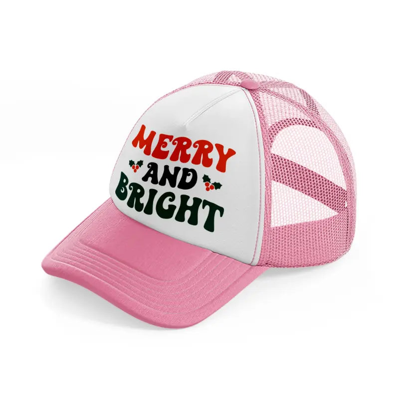 merry and bright-pink-and-white-trucker-hat