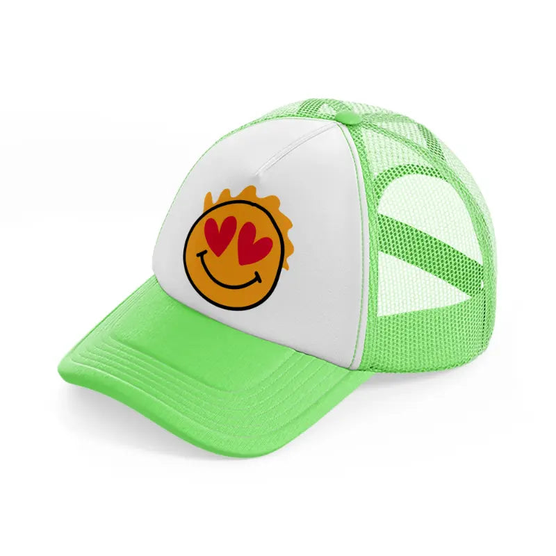 happy love face-lime-green-trucker-hat