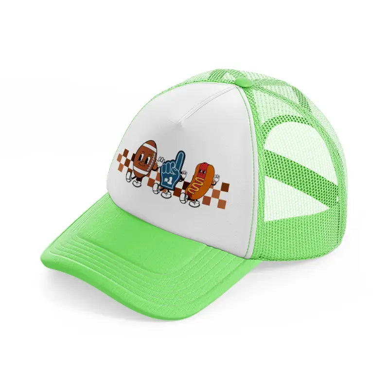 football characters-lime-green-trucker-hat