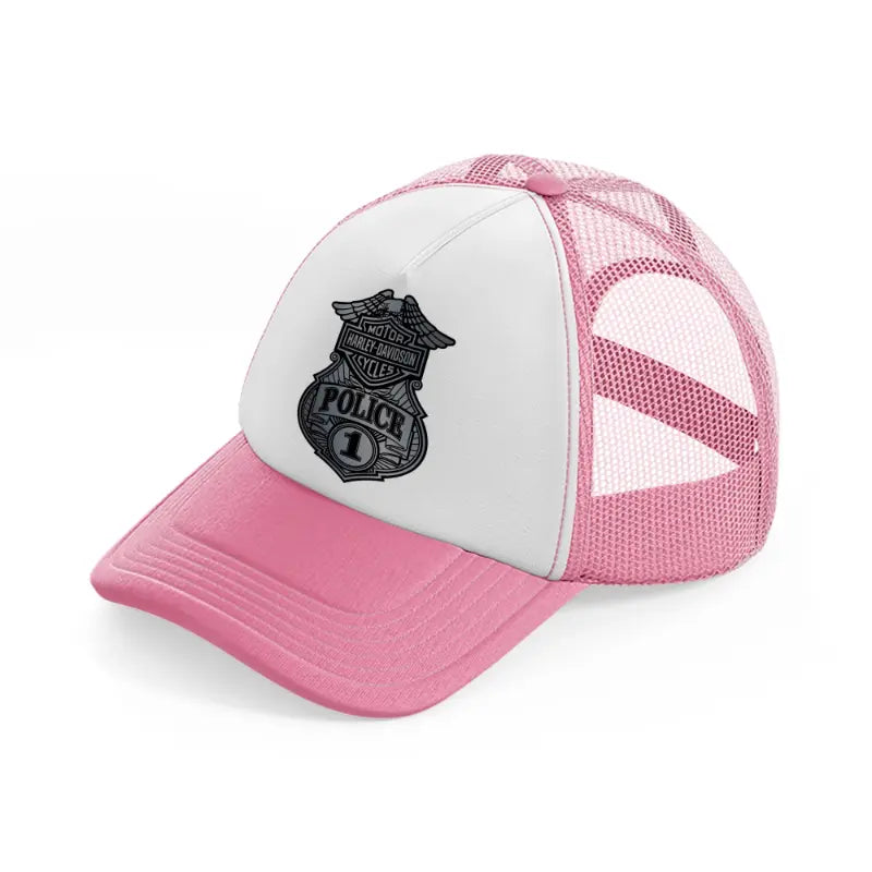 harley-davidson motorcycles police 1-pink-and-white-trucker-hat