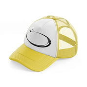 oval yellow trucker hat