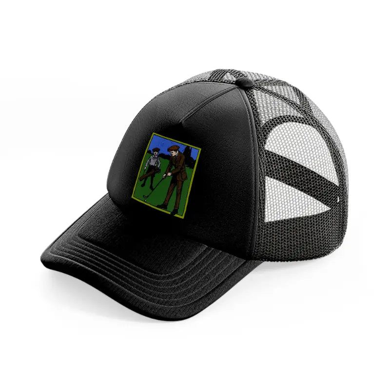 golfers color-black-trucker-hat