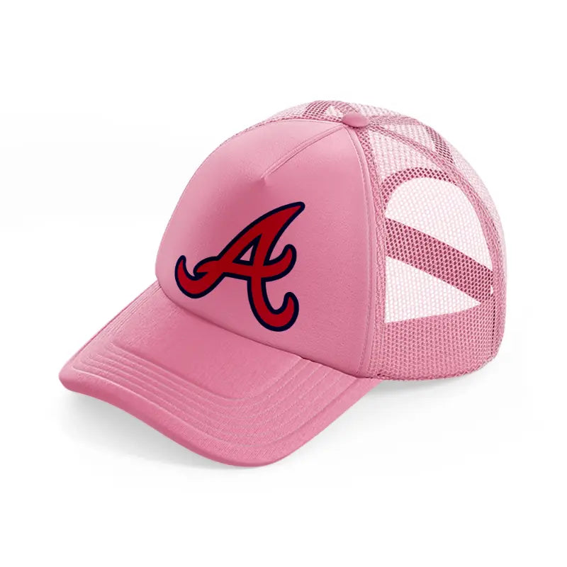 atlanta braves letter-pink-trucker-hat
