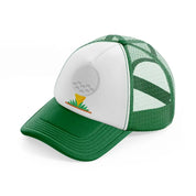 golf ball in grass-green-and-white-trucker-hat
