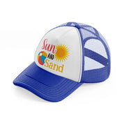 sun and sand blue and white trucker hat