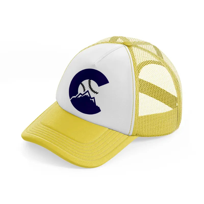 colorado rockies badge-yellow-trucker-hat