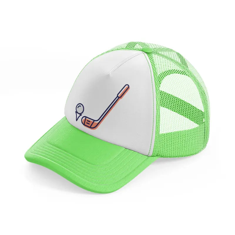 golf stick pink-lime-green-trucker-hat