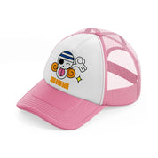 nami logo pink and white trucker hat