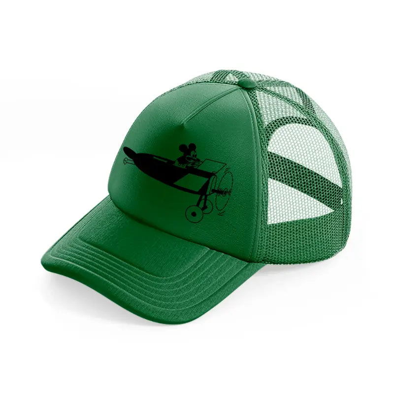 micky on plane-green-trucker-hat