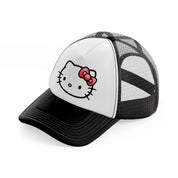 hello kitty emoji-black-and-white-trucker-hat
