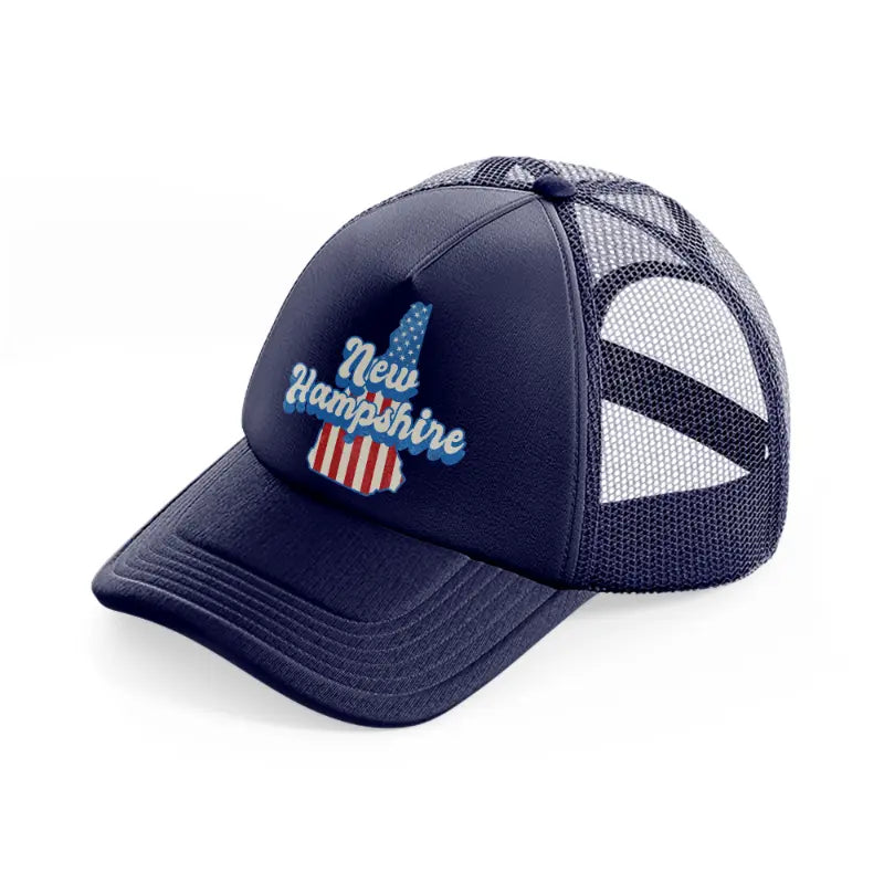 new hampshire flag navy blue trucker hat