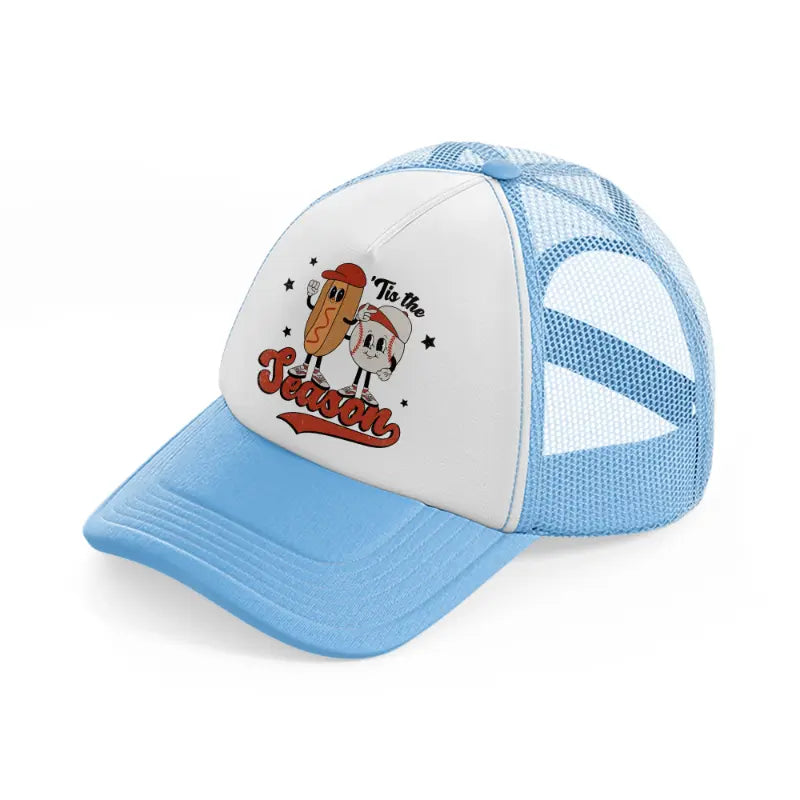 hotdog tis the season-sky-blue-trucker-hat