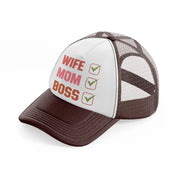 wife mom boss-brown-trucker-hat